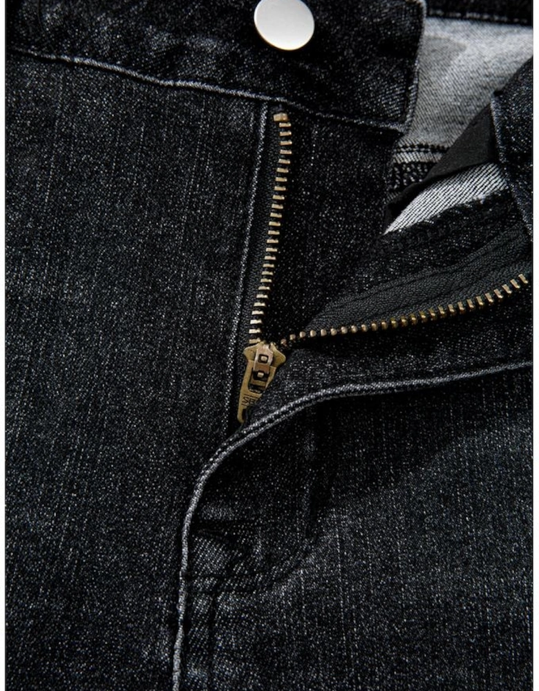 Carbon Grey Mineral Wash Raw Hem High Waist Flared Jeans