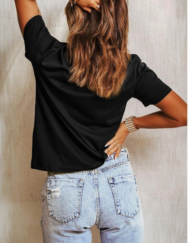 Black Christmas Big Bowknot Graphic Crewneck T Shirt