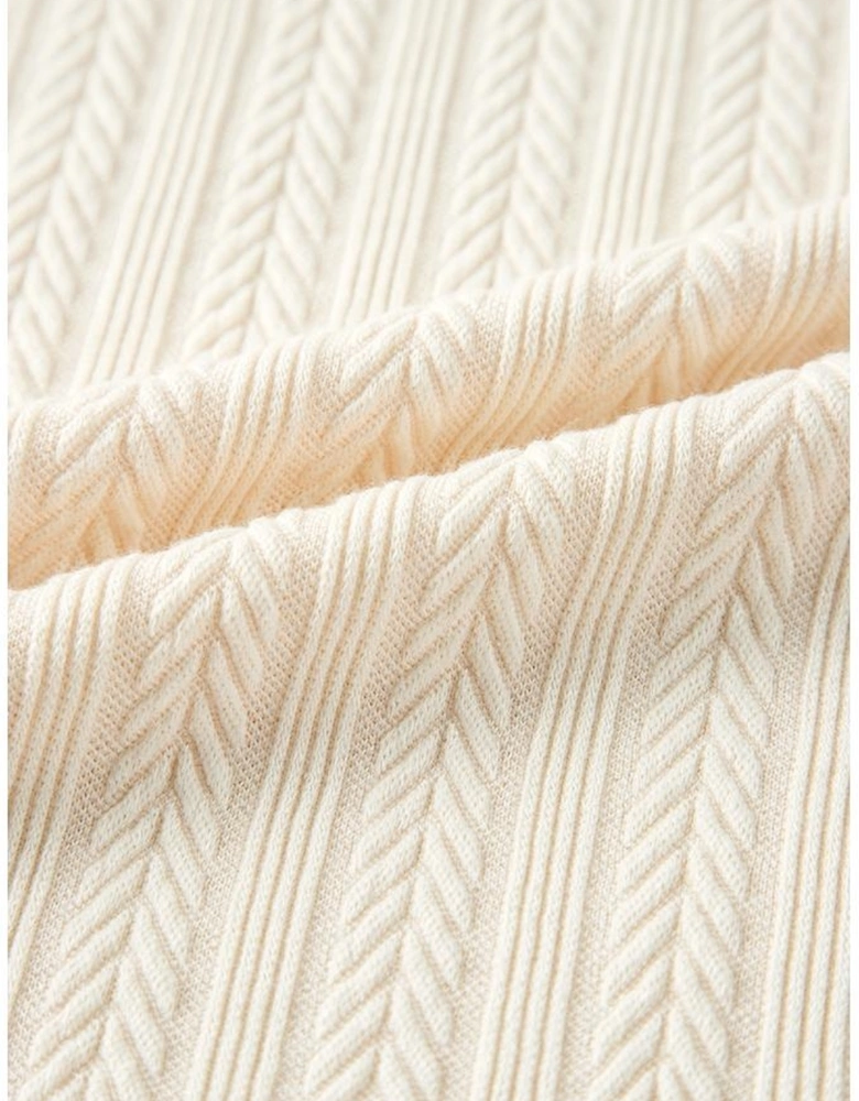 Apricot Polka Dot Mesh Puff Sleeve Textured Blouse