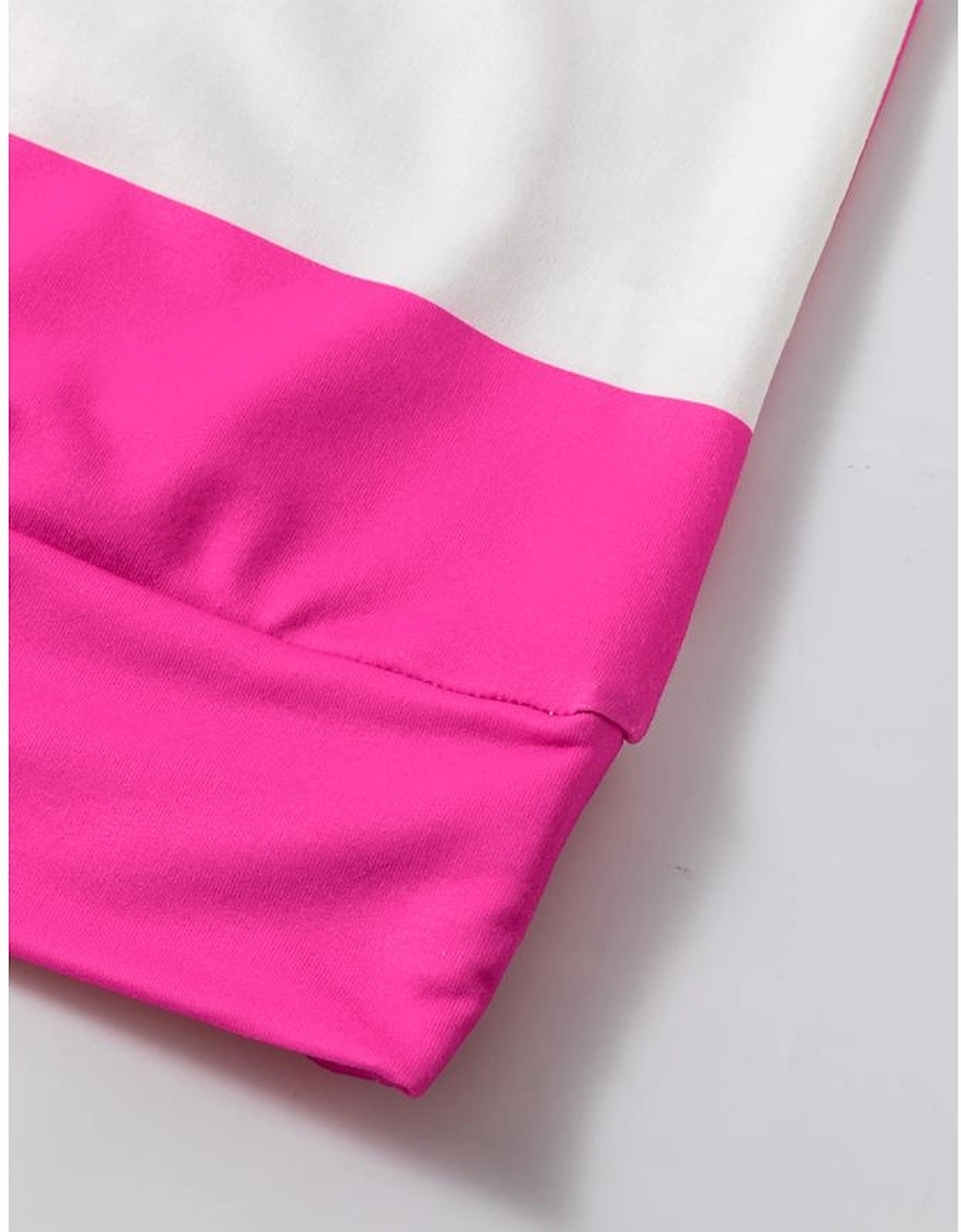 Rose Red Colorblock Striped Drop Shoulder Long Sleeve Top