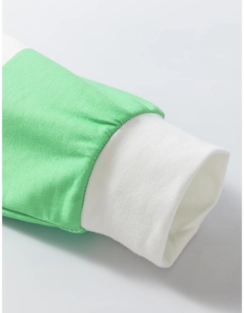 Rose Red Colorblock Striped Drop Shoulder Long Sleeve Top