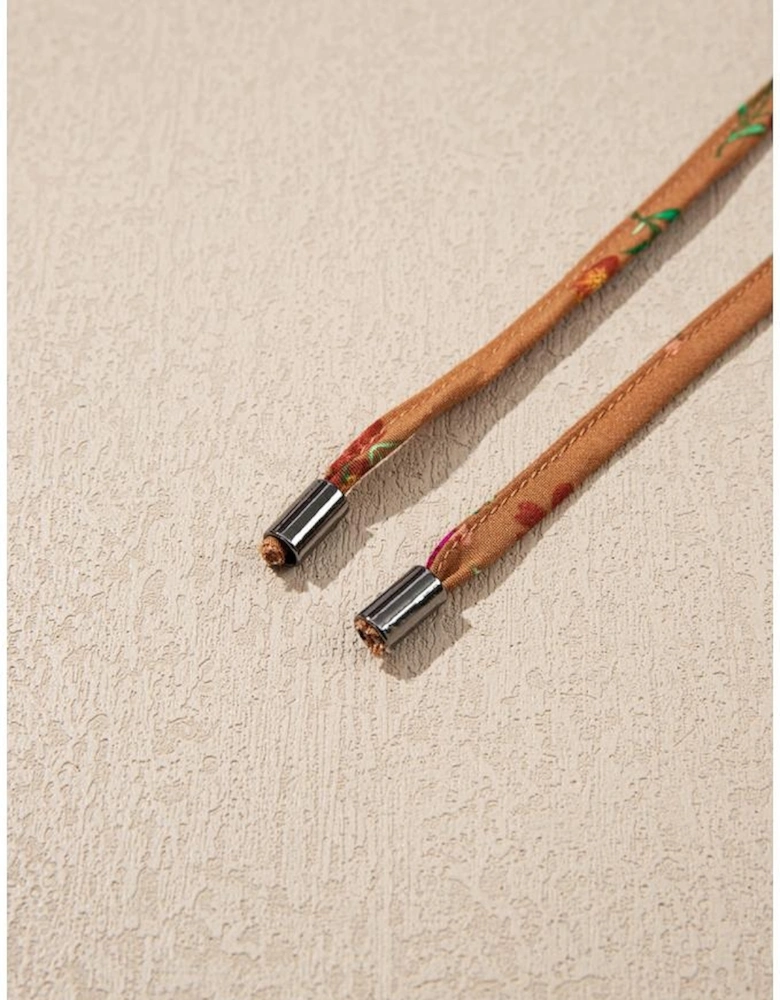 Brown Plus Size Floral Split V Neck Ruffled Sleeve Tiered Maxi Dress