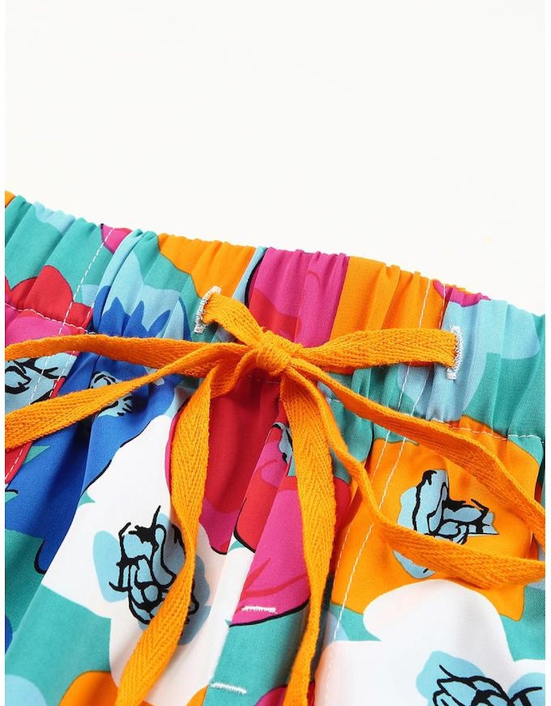 Multicolor Floral Print Drawstring Elastic Waist Casual Shorts