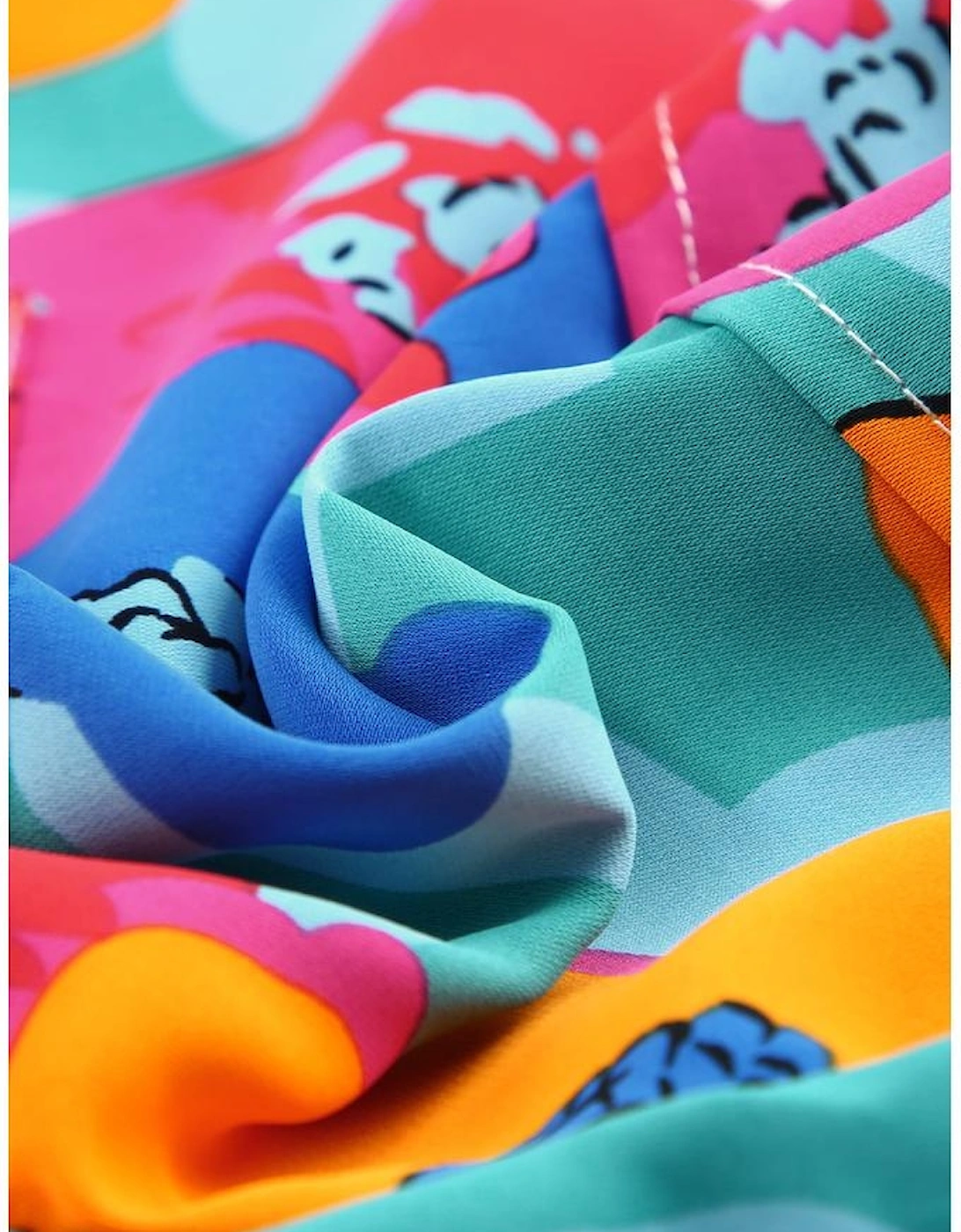 Multicolor Floral Print Drawstring Elastic Waist Casual Shorts