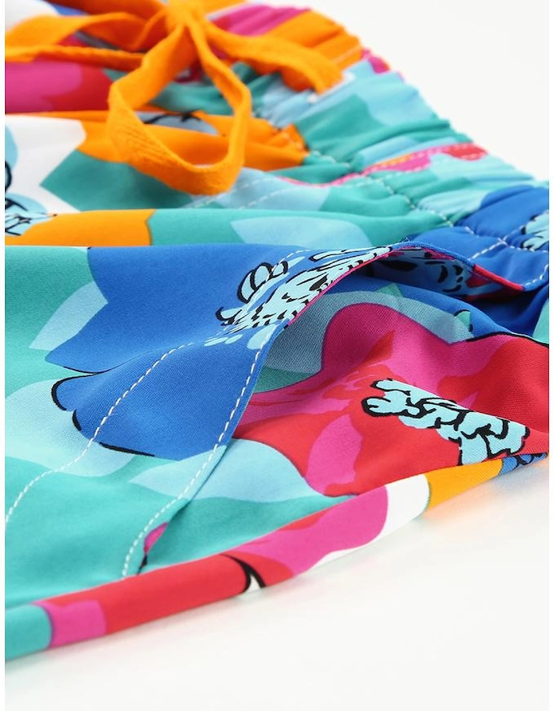 Multicolor Floral Print Drawstring Elastic Waist Casual Shorts