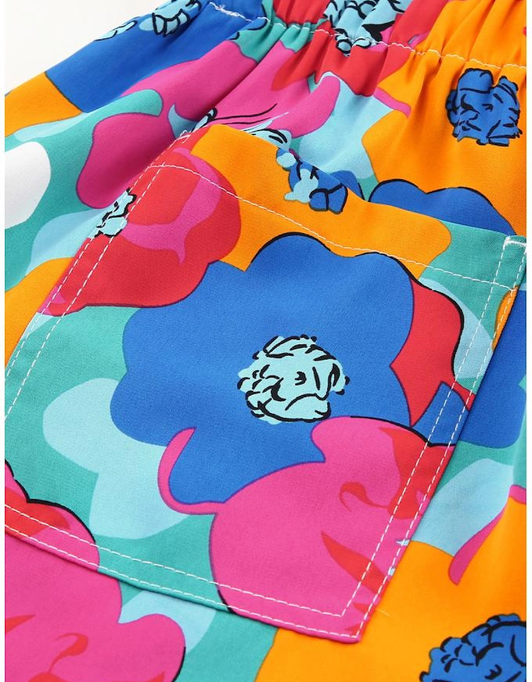 Multicolor Floral Print Drawstring Elastic Waist Casual Shorts