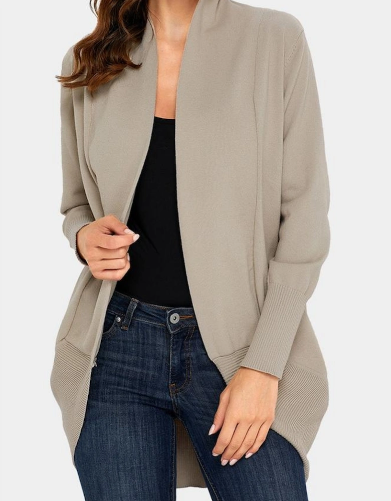 Khaki Super Soft Long Sleeve Open Cardigan