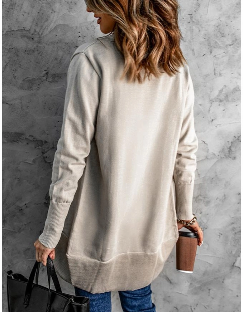 Khaki Super Soft Long Sleeve Open Cardigan
