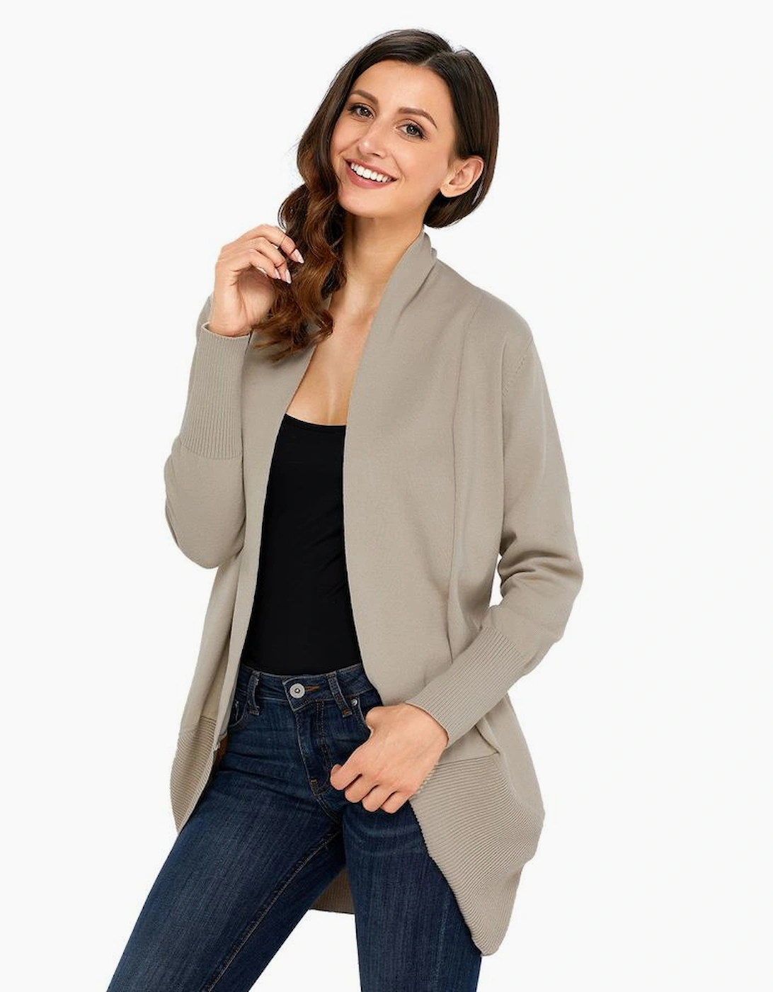 Khaki Super Soft Long Sleeve Open Cardigan