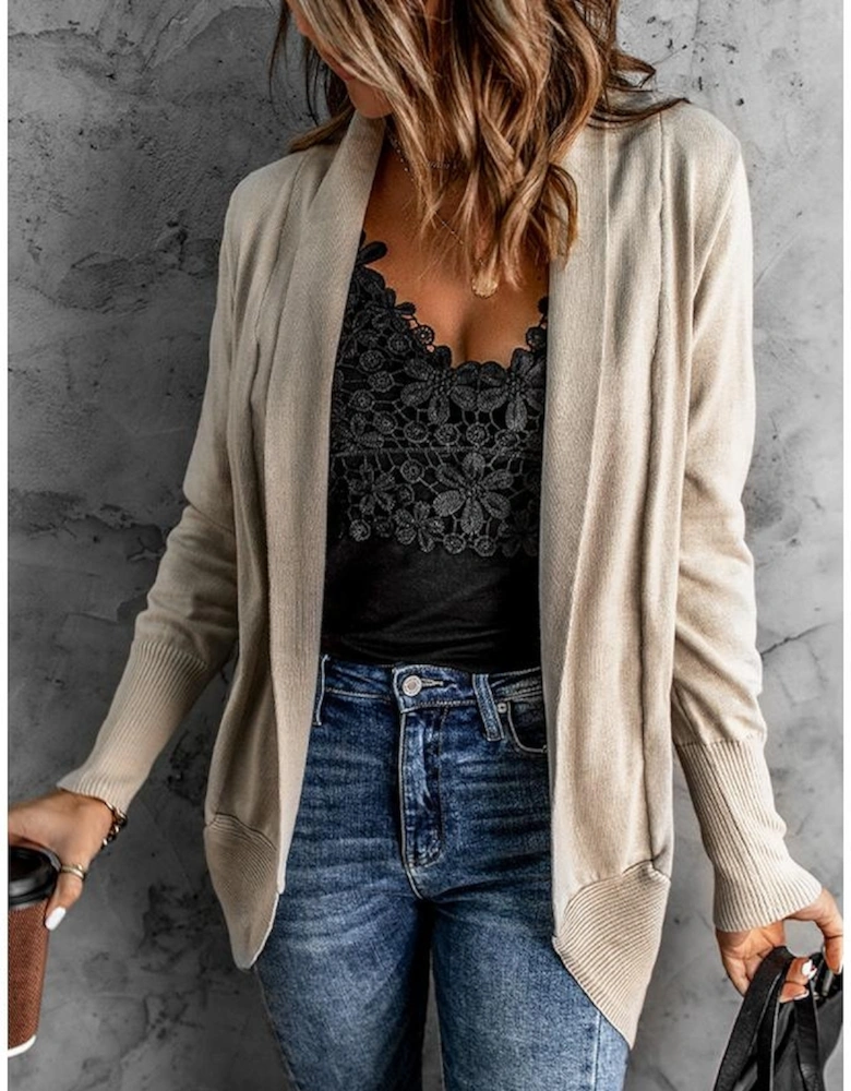 Khaki Super Soft Long Sleeve Open Cardigan