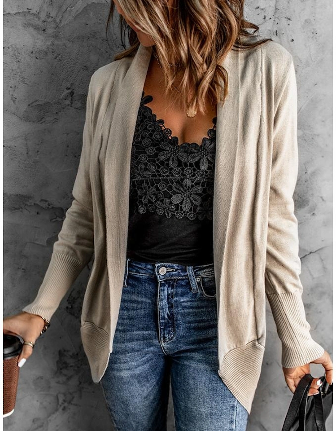 Khaki Super Soft Long Sleeve Open Cardigan