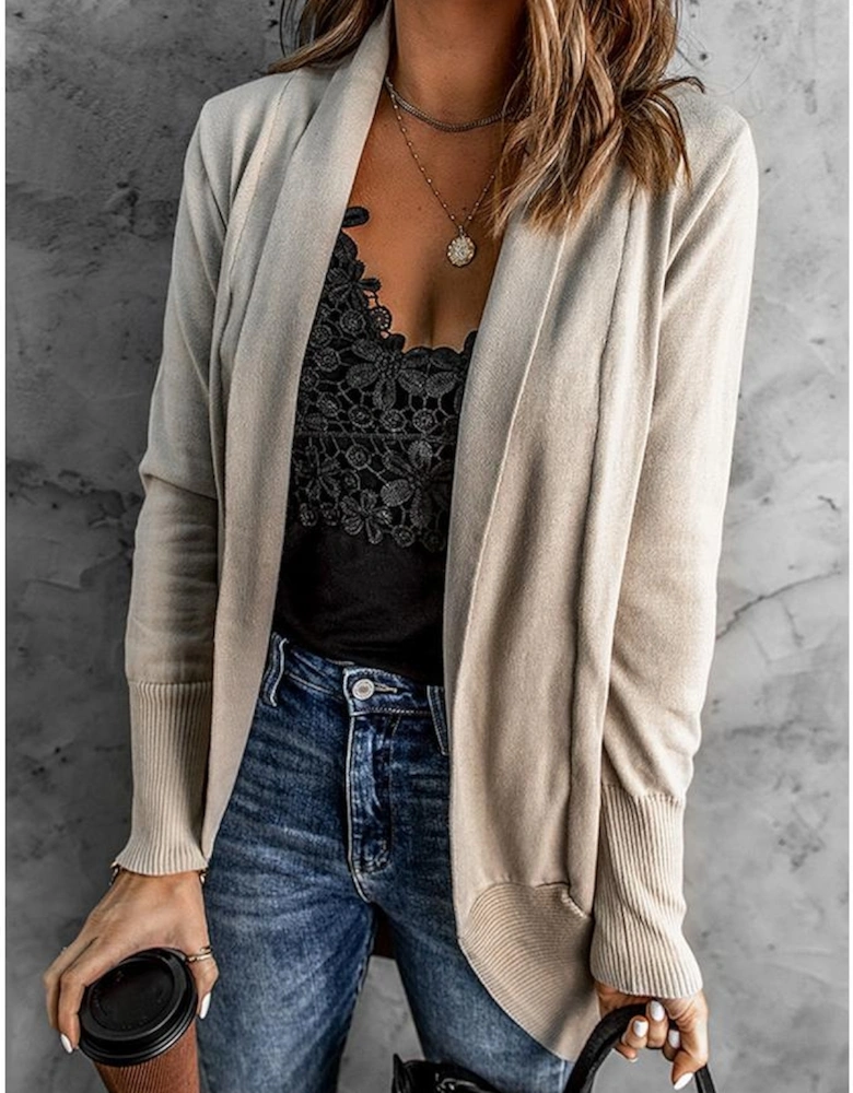 Khaki Super Soft Long Sleeve Open Cardigan