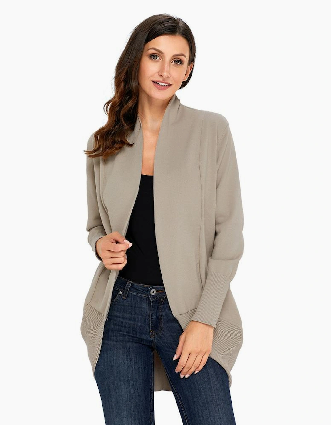 Khaki Super Soft Long Sleeve Open Cardigan