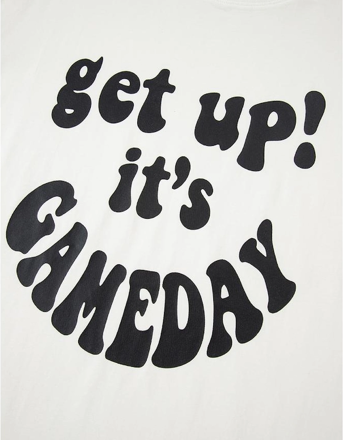 Beige GAME DAY Slogan Printed Half Sleeve Oversize T Shirt