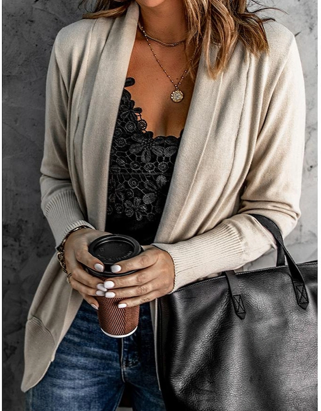 Khaki Super Soft Long Sleeve Open Cardigan