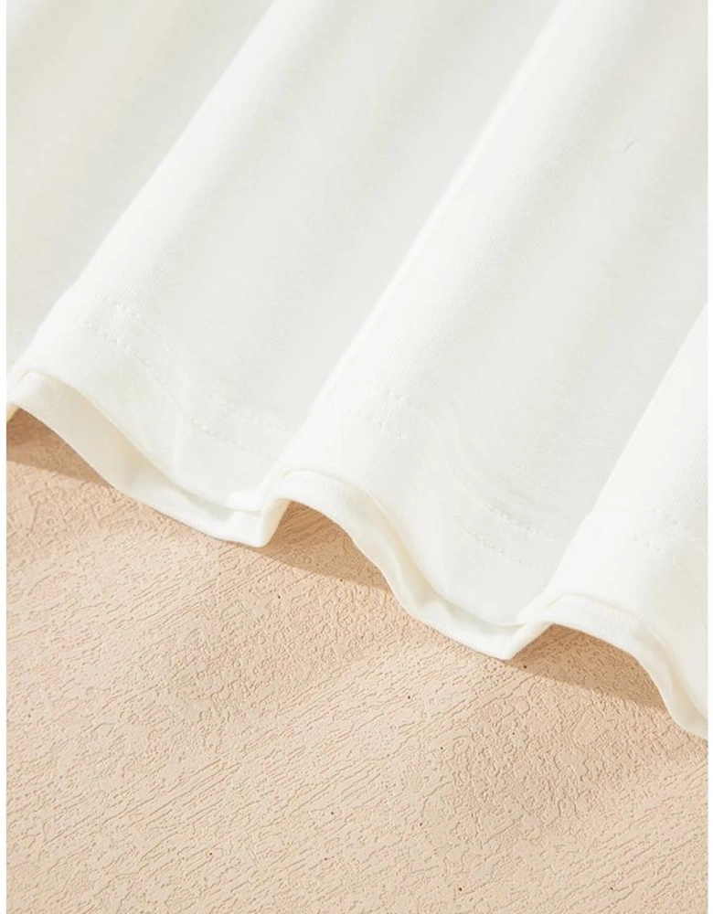 Beige GAME DAY Slogan Printed Half Sleeve Oversize T Shirt