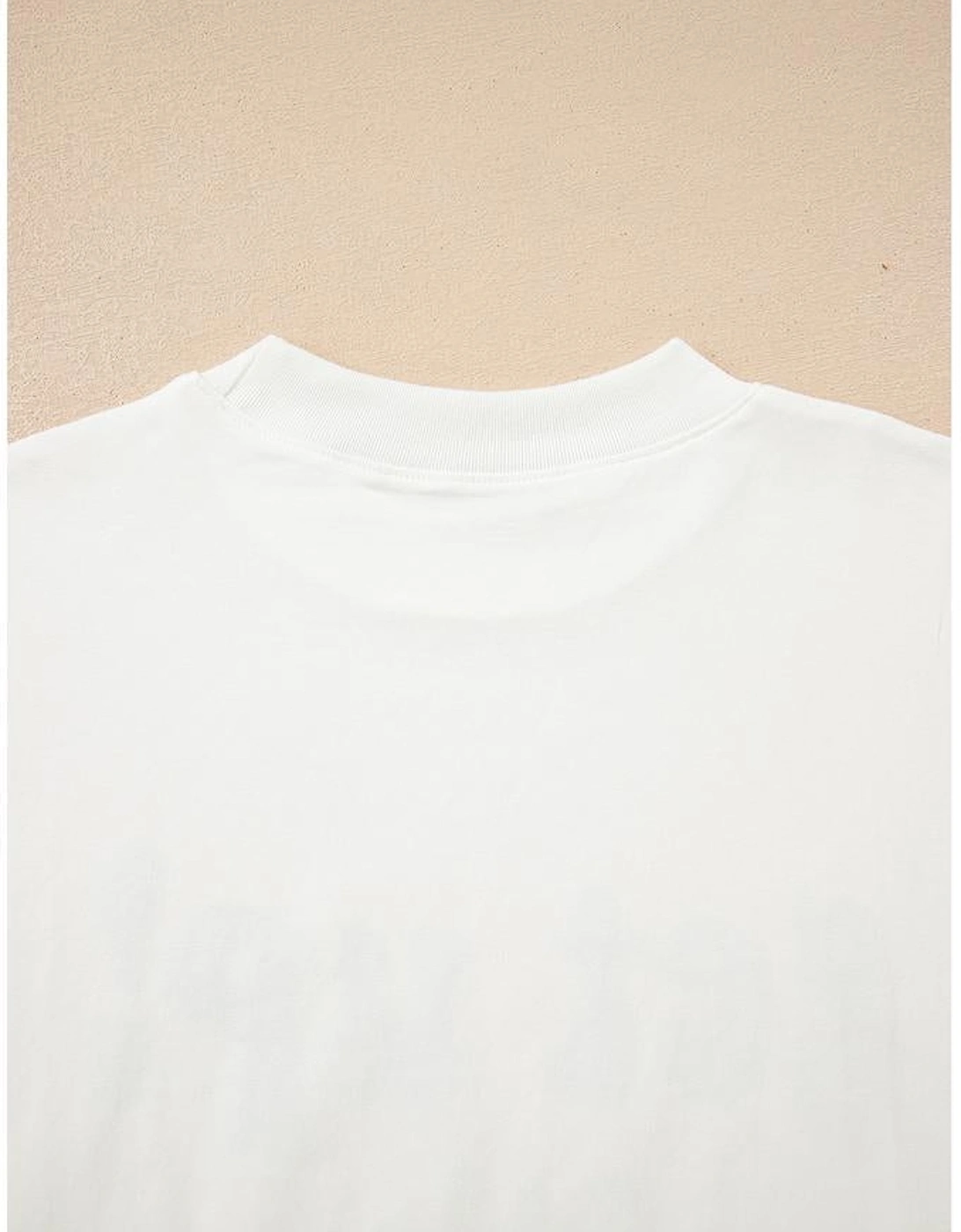 Beige GAME DAY Slogan Printed Half Sleeve Oversize T Shirt