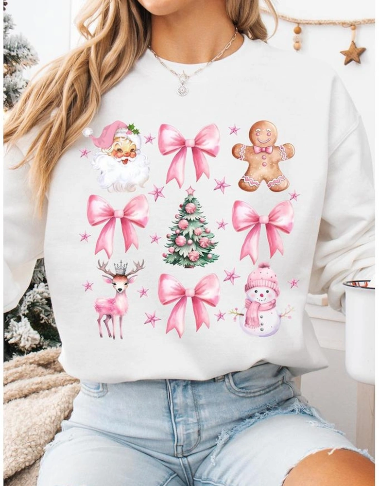 Beige Christmas Theme Pattern Pullover Sweatshirt