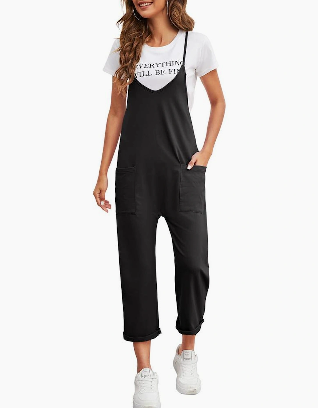 Azura Exchange Spaghetti Strap Straight Leg Jumpsuit with Pockets