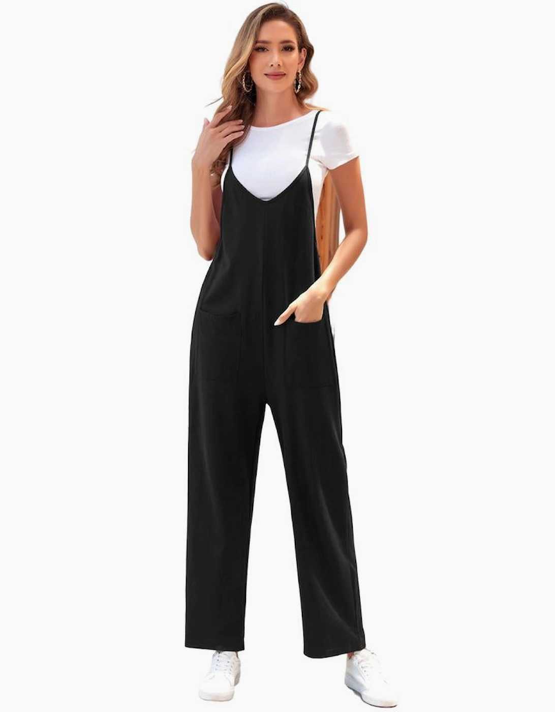 Azura Exchange Spaghetti Strap Straight Leg Jumpsuit with Pockets