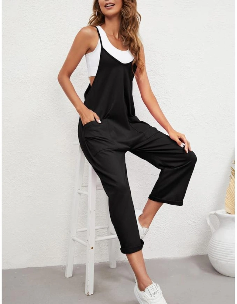 Azura Exchange Spaghetti Strap Straight Leg Jumpsuit with Pockets