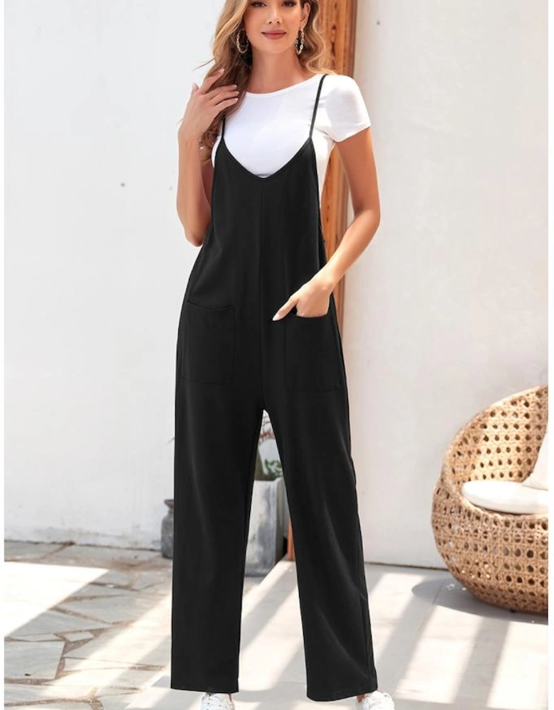 Azura Exchange Spaghetti Strap Straight Leg Jumpsuit with Pockets