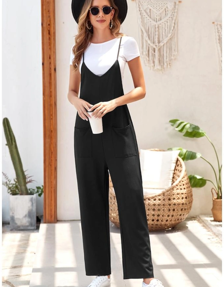 Azura Exchange Spaghetti Strap Straight Leg Jumpsuit with Pockets