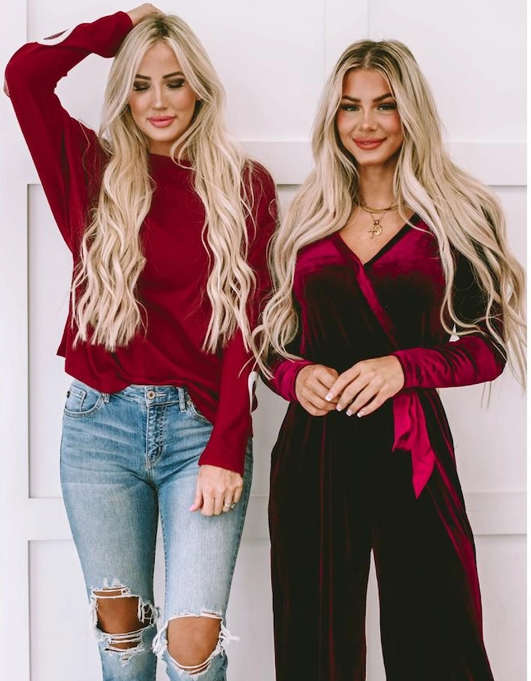 Red Sequined Heart Printed Sleeves Valentine Fashion Top