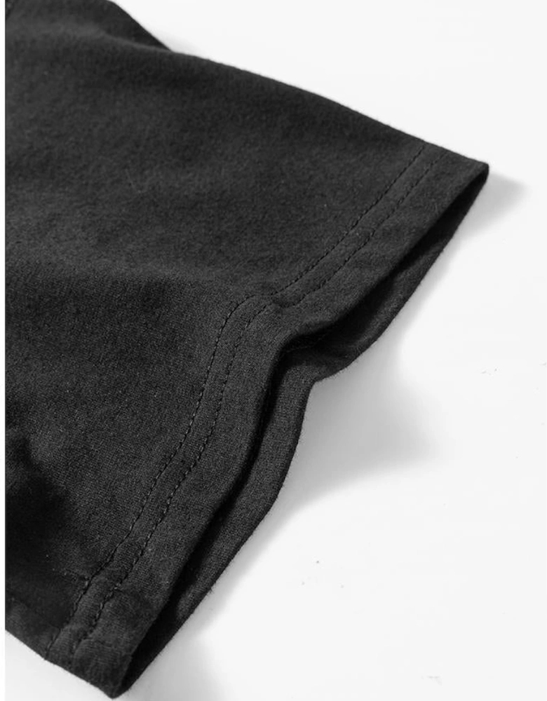 Black Solid Color Round Neck Basic Tunic T Shirt