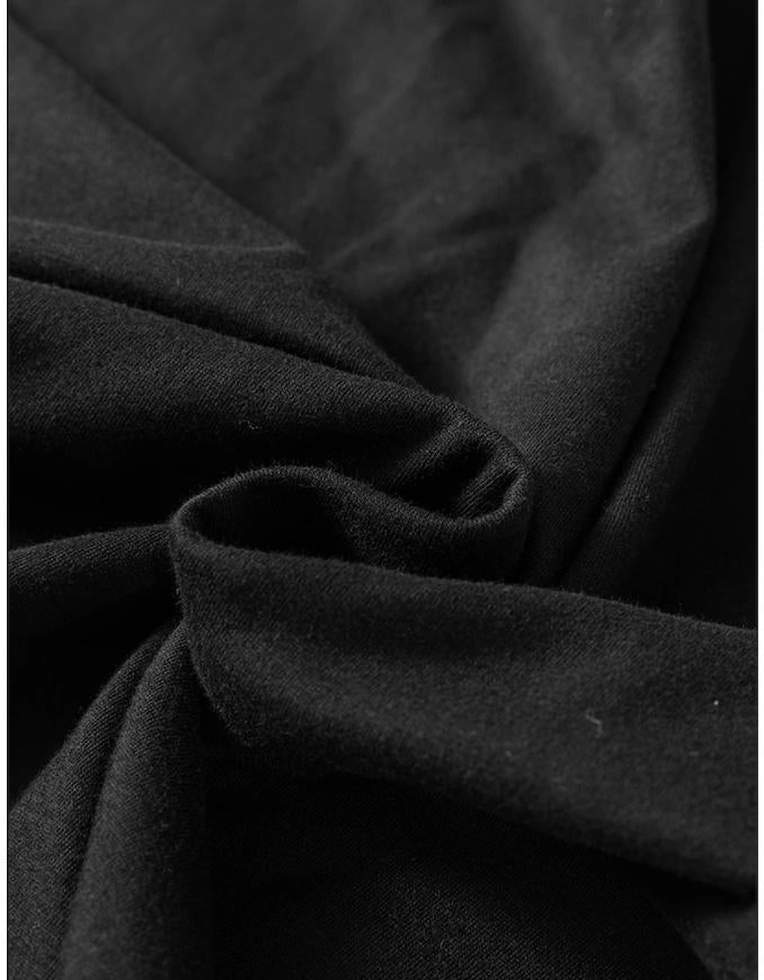 Black Solid Color Round Neck Basic Tunic T Shirt