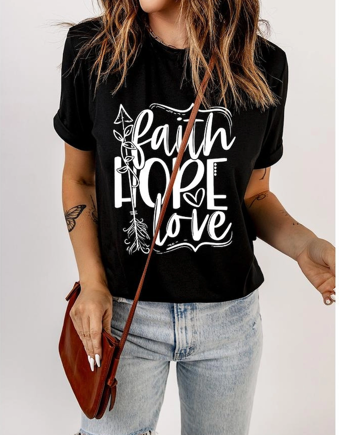 Black Faith Hope Love Graphic T Shirt