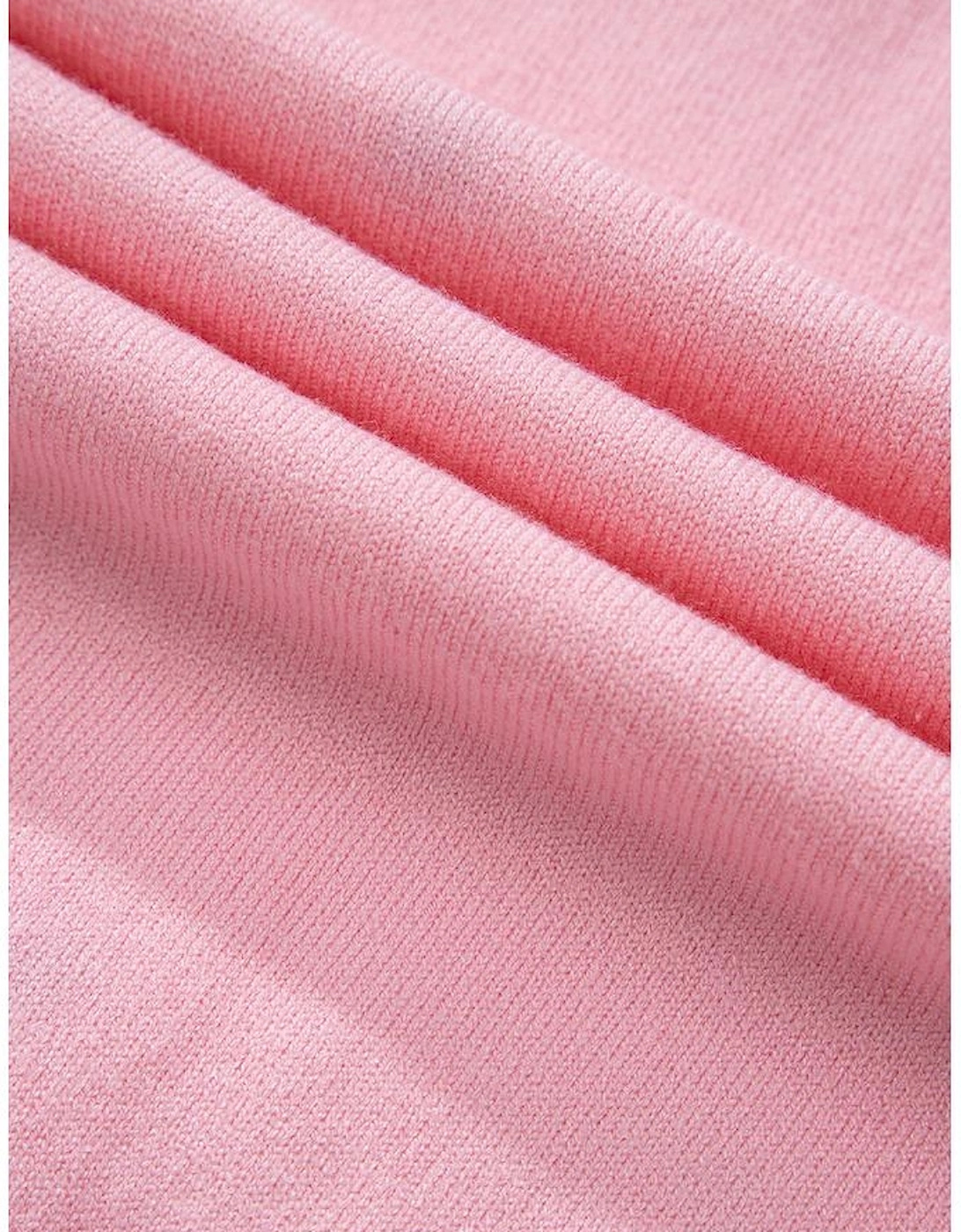 Pink Flower Pattern Short Sleeve Knitted Top