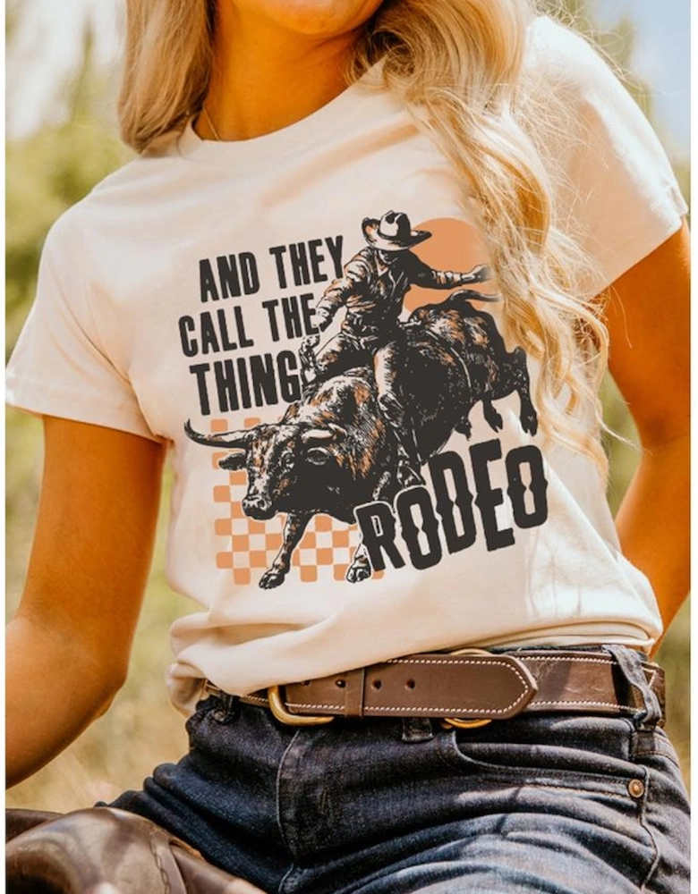 White AND THEY CALL THE THING RODEO Graphic Crewneck Tee
