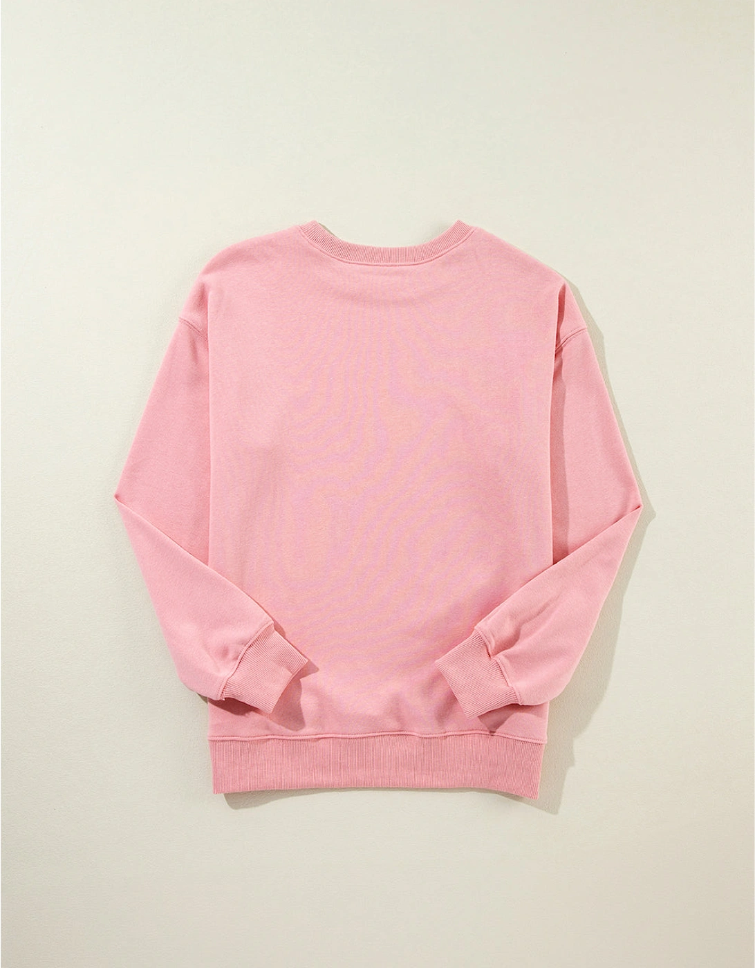 Pink Solid Classic Crewneck Pullover Sweatshirt
