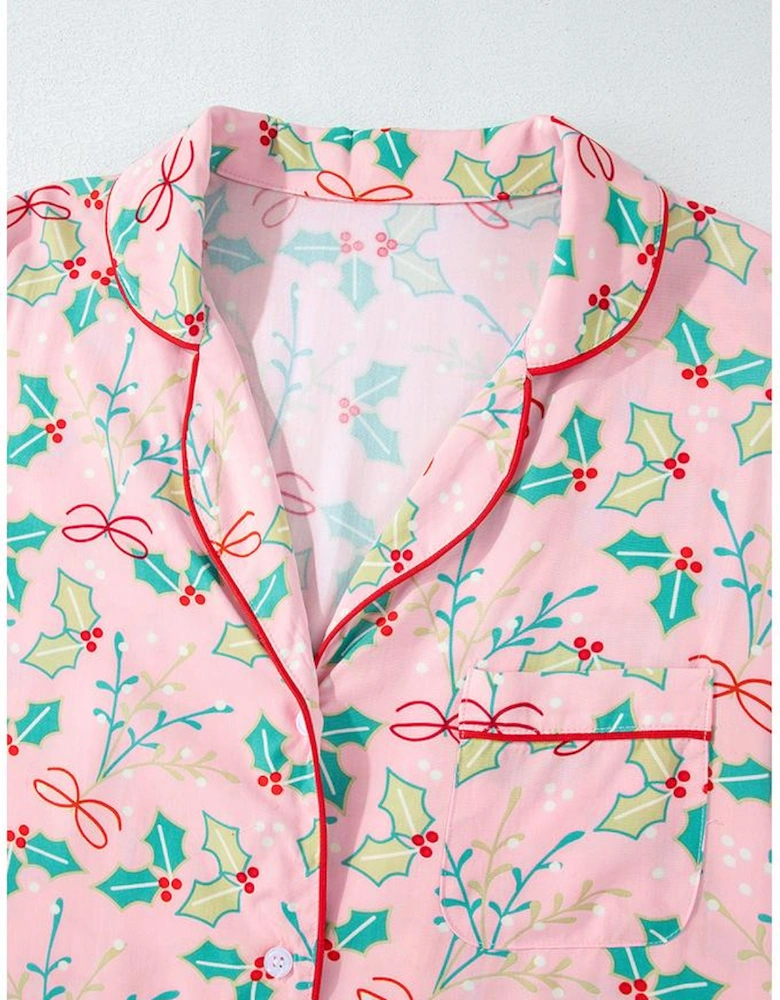 Multicolour Floral Christmas Pajamas Set