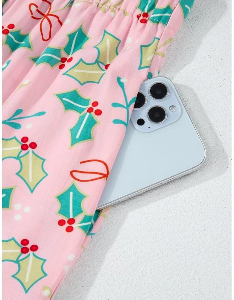 Multicolour Floral Christmas Pajamas Set