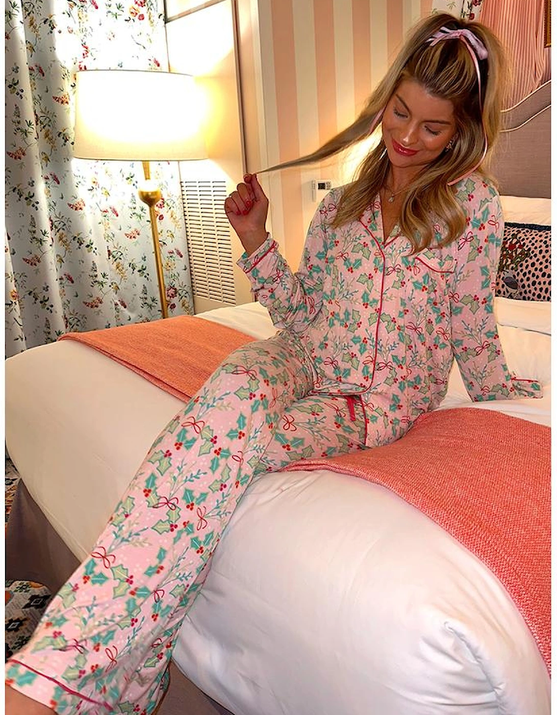 Multicolour Floral Christmas Pajamas Set