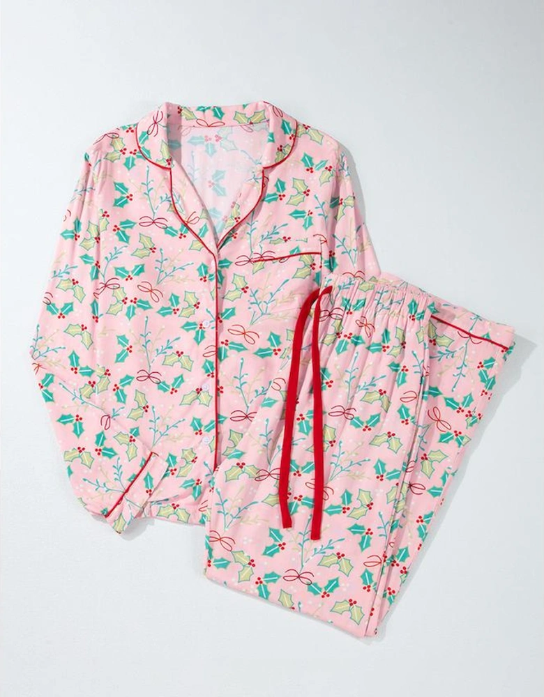 Multicolour Floral Christmas Pajamas Set