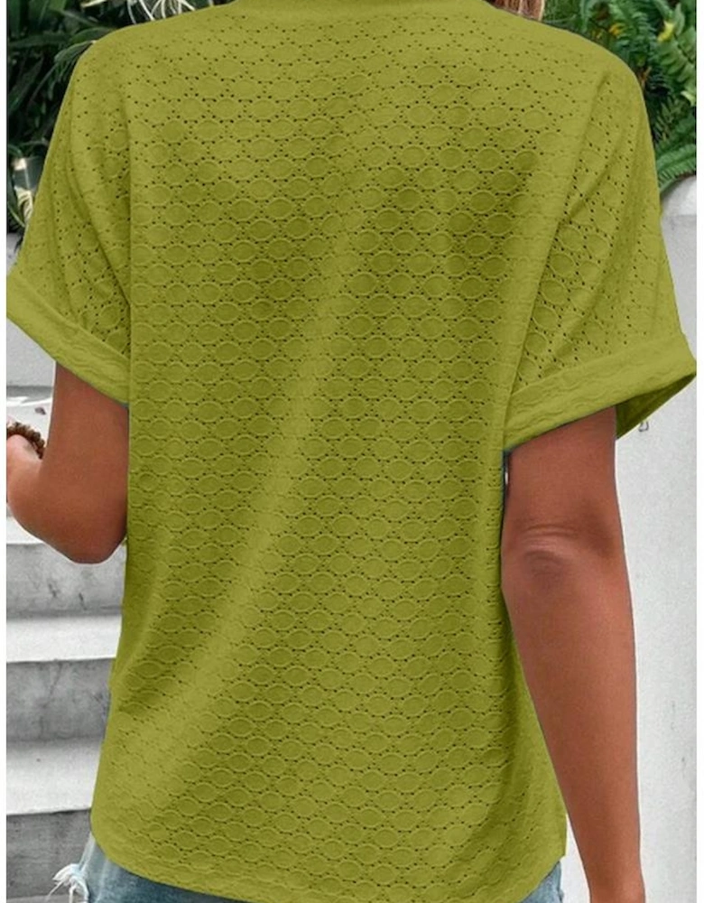 Azura Exchange Button-Accent Notch Neck Top