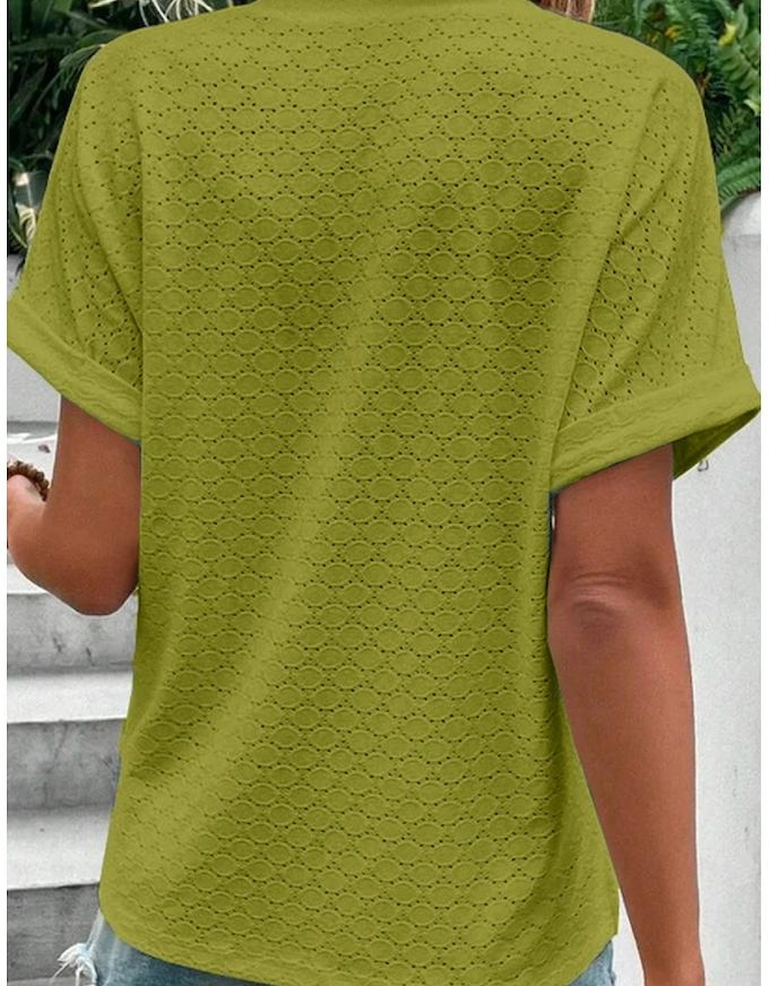 Azura Exchange Button-Accent Notch Neck Top