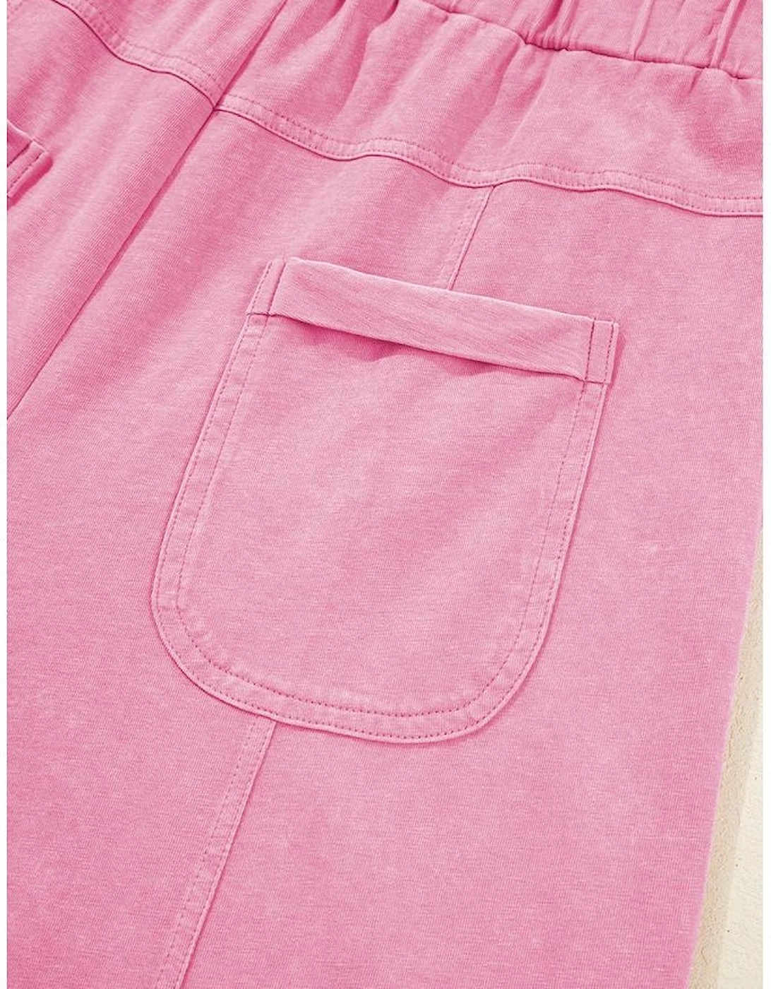 Bonbon Mineral Wash Exposed Seam Drawstring High Waist Wide Leg Cargo Pants