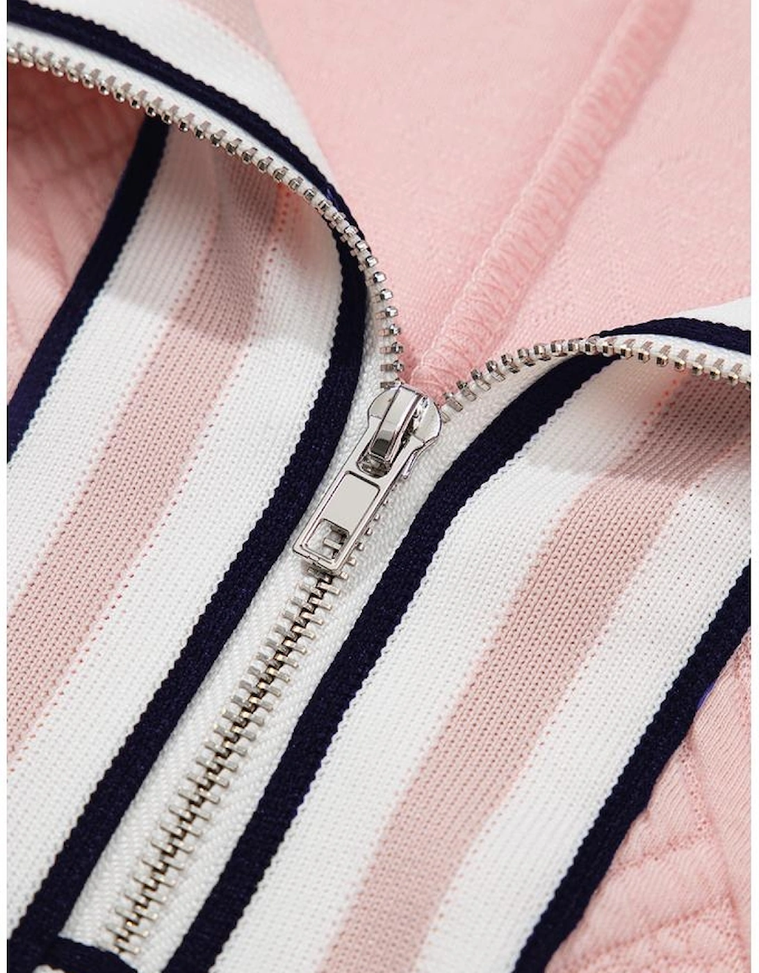 Light Pink Contrast Striped Collar Patchwork Textured Half Sleeve Blouse