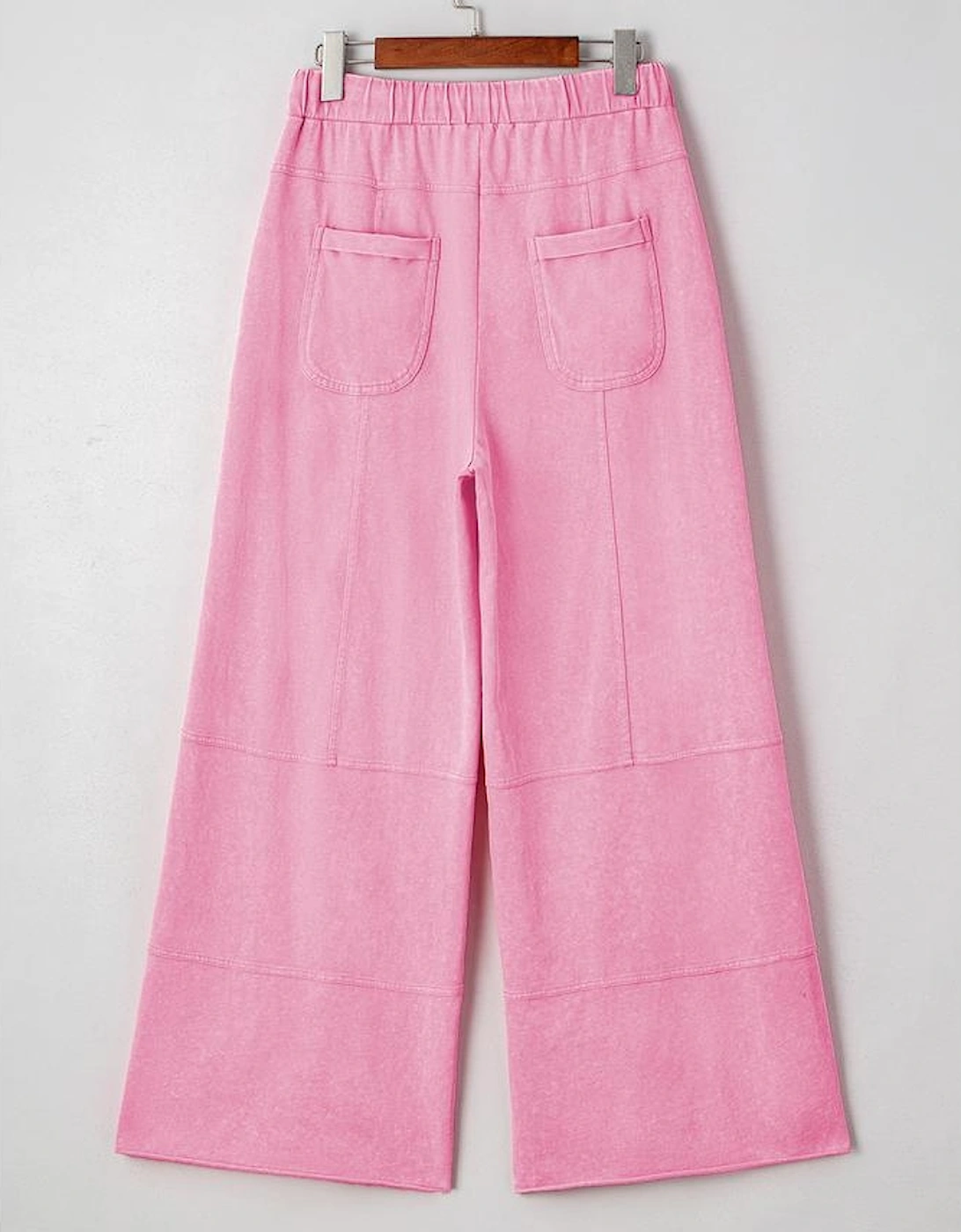 Bonbon Mineral Wash Exposed Seam Drawstring High Waist Wide Leg Cargo Pants