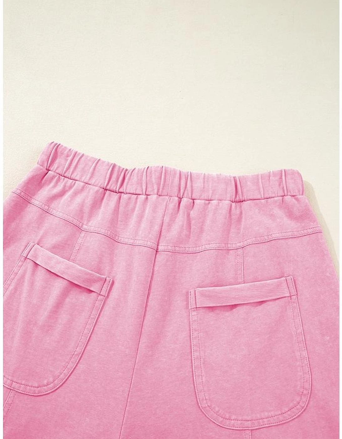 Bonbon Mineral Wash Exposed Seam Drawstring High Waist Wide Leg Cargo Pants