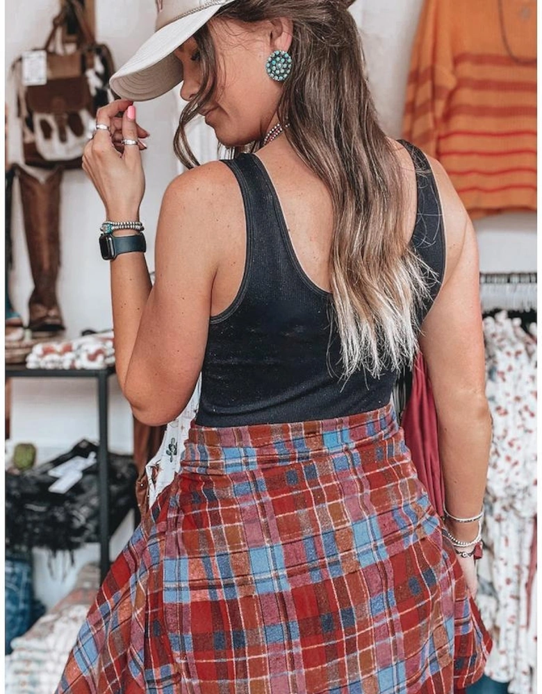 Red Plaid Print Loose Vintage Shirt