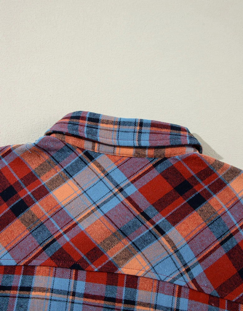 Red Plaid Print Loose Vintage Shirt