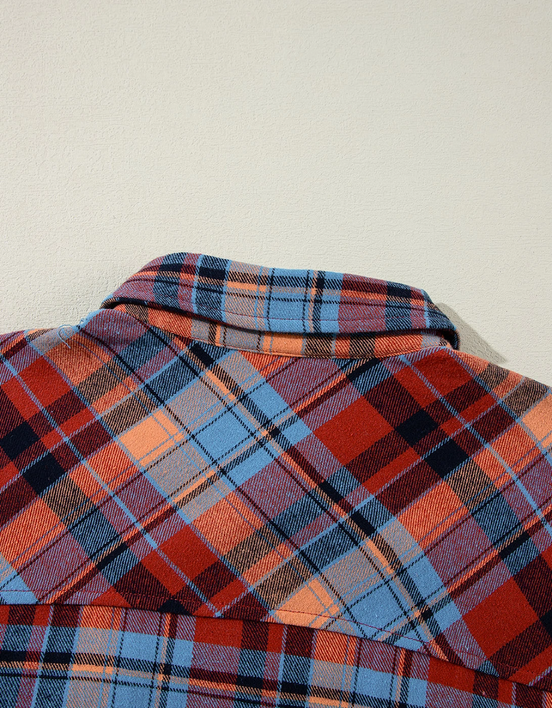 Red Plaid Print Loose Vintage Shirt