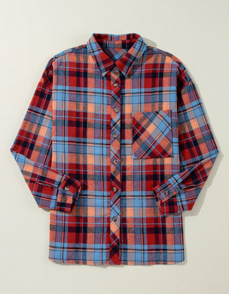 Red Plaid Print Loose Vintage Shirt