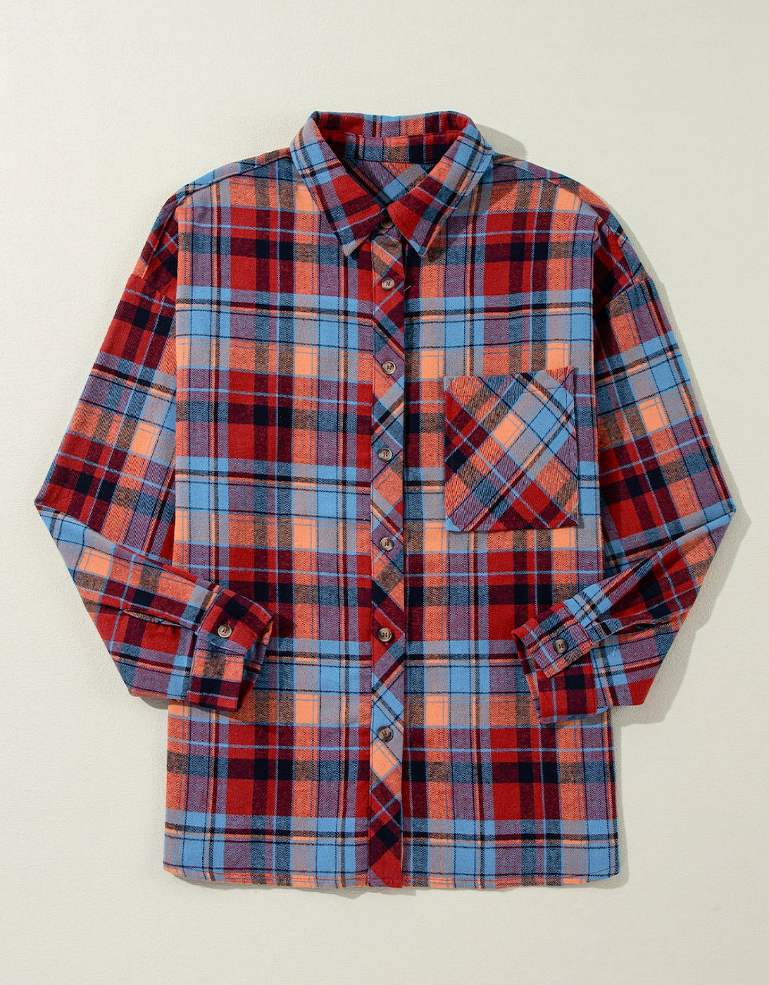 Red Plaid Print Loose Vintage Shirt