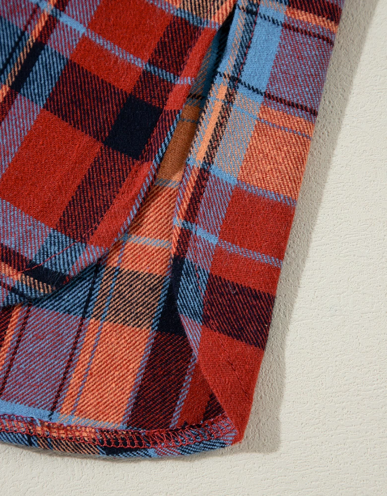 Red Plaid Print Loose Vintage Shirt